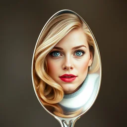 a spoon with reese witherspoons face on it, reese witherspoon face, macros shot, hyper realistic
