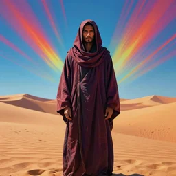 symmetry!! stunning portrait of a cloaked man in a desert, by victo ngai, kilian eng vibrant colors, dynamic lighting, digital art, winning award masterpiece, fantastically beautiful, illustration, aestheticly inspired by beksinski and dan mumford, upscale with simon stalenhag work, artstation, 8 k