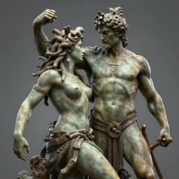 detailed 3 d render of perseus vs medusa, hyper detailed, realistic, artwork by larry elmore, cinematic lighting, octane render