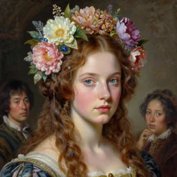 a highly detailed floral hair portrait renaissance girl, by hdr painting bioluminance alena aenami artworks in 4 kby jesper ejsing, feng zhu and loish beeple, by thomas kinkade