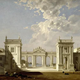 a painting similar to Capriccio: Ruins and Classic Buildings by Canaletto