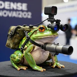 a rare military frog equipped with rocket launcher and night vision target acquisition system, photo from defense innovation expo 2 0 2 2