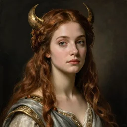 portrait of beautiful witch circe in the odyssey, art by jan van eyck