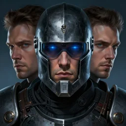 the doomslayer as a scifi knight, closeup portrait art by donato giancola and greg rutkowski, realistic face, digital art, trending on artstation, night vision, symmetry!!