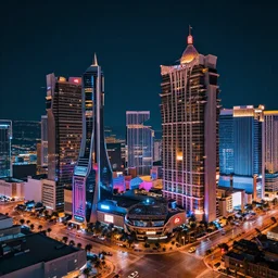 las vegas futuristic cyberpunk buildings city neon cityscape super realistic