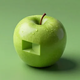Changing the shape of objects, with wonderful, consistent results - generated with #Imagen from #googlebrain studio shot of green apple shaped like cube, isometric perspective, green background