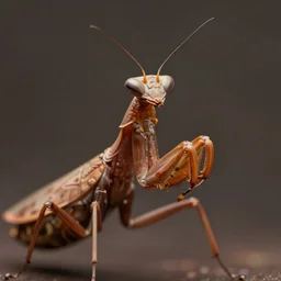 portrait of an insectoid, praying mantis, brown exoskeleton, flat triangle - shaped head with thin thread - like antennae, compound eyes, concept art, deep focus, fantasy, intricate, highly detailed, digital painting, artstation, matte, sharp focus, illustration, art by artgerm and greg rutkowski and alphonse mucha