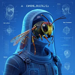 portrait of hemp wasp defender in the style of Rob Lefield and Dan Mumford , trending on artstation, digital art,surrealism ,macro,blueprint ,vaporwave ,