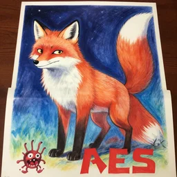 glossy old advertising poster of vuk the fox with rabies, night, drawn comic by junji ito, pastels, gradient,