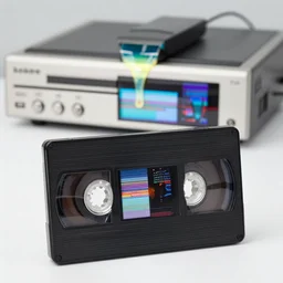 1989 broken VHS cassette tape, my vcr is oozing glowing slime , glitchy vhs video on my 24 inch CRT television set, rendered in UE5 with ray tracing