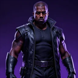 a photo of kanye west as kang the conqueror, cinematic lighting, grim, purple, black, cyberpunk, detailed, greg rutkowski, cedric peyravernay, anato finnstark, artstation