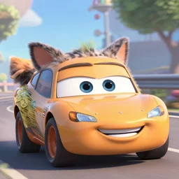 A screenshot of Catbus in the Pixar movie Cars