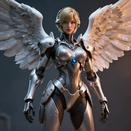 futuristic angel wearing high tech armor, bayonetta, rendered in unreal engine, ultra realistic, 4k