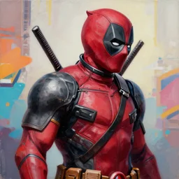 greg manchess portrait painting of armored deadpool as overwatch character, medium shot, asymmetrical, profile picture, organic painting, sunny day, matte painting, bold shapes, hard edges, street art, trending on artstation, by huang guangjian and gil elvgren and sachin teng
