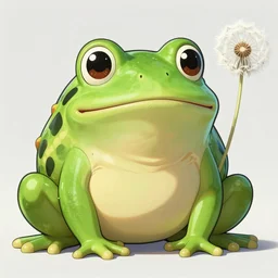 Dandelion frog monster, semi realistic, anime art style, trending on art station