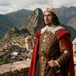spanish conquer soldier francisco pizarro on a inca city, portrait, wide view, high detailed, full perfect, high detail, by craig mullins, peter mohrbacher, unreal engine, octane rendered, 8 k, trending on artstation