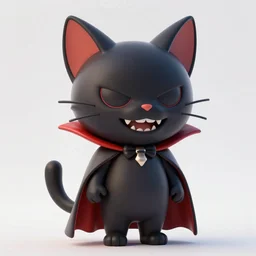 a vampire cat dark cute, artstation, digital photo - realistic painting, 3 d render, vampire's teeth