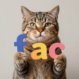 cat holding letters falc, f a l c, o n i, falconi, ultra realism