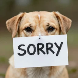 dog with a plsuhie of sorry