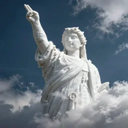 white cloud in the shape of a large statue
