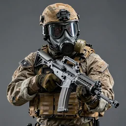 Tactical soldier wearing gas mask and holding machine gun, call of duty, tactical, soldier, 8k, ultra hd, perfect light