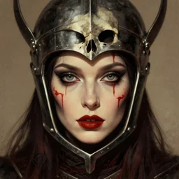 the blood witch as an eldritch realistic knight, closeup portrait art by donato giancola and greg rutkowski, vintage retro, realistic face, digital art, trending on artstation, eldritch lovecraftian skull helmet, symmetry!!