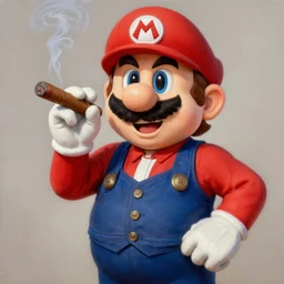wario from the mario series wearing a 3 piece suit and smoking a cigar ( oil painted, greatly illustrated, a portrait, high detailed, great quality painting )