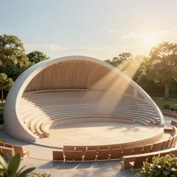 an elaborate outdoor theater complex, cinematic concept art, godrays, golden hour, natural sunlight, 4 k, clear details, diorama