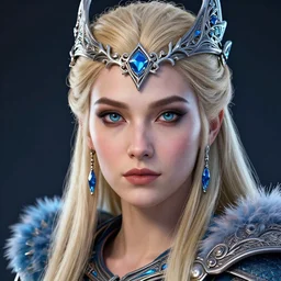 highly detailed close up portrait of Skadi, god of winter, digital art, concept art, character art, studio lightning, bright colors, intricate, masterpiece, photorealistic, hiperrealistic, sharp focus, high contrast, Artstation HQ, DeviantArt trending, 4k UHD, Unreal Engine 5