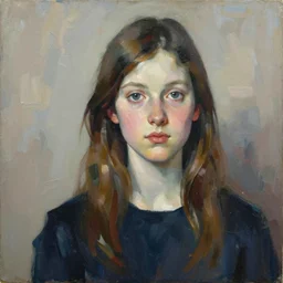 Portrait of a girl by Jenny Saville and Lucian Freud, Abstract brush strokes