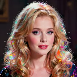 young Dolly Parton portrait, colorful
