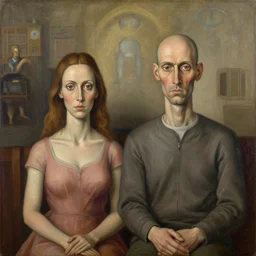 conceptual and post figurative depiction of a couple, painted by francis bacon, intricate detailed illustration, no blur, theological and entropic