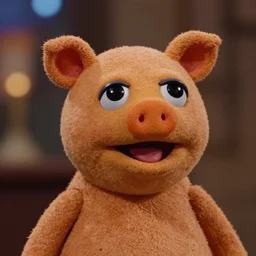 miss piggy muppets, neca!!! action figure by neca face close up headshot in the style of neca, character by neca, film still, bokehs