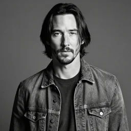 keanu reeves but it's a photo shot in black and white and he is gigachad