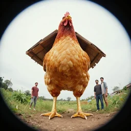 hut with chicken legs, greg rutkowski, zabrocki, karlkka, jayison devadas, trending on artstation, 8 k, ultra wide angle, zenith view, pincushion lens effect
