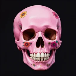 Pink Death, skull, flowers, colorful, by Stanley Artgerm Lau, WLOP, Rossdraws, James Jean, Andrei Riabovitchev, Marc Simonetti, Yoshitaka Amano, ArtStation, CGSociety,
