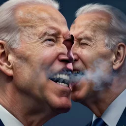 A giant join in the joe biden's mouth, smoke, amazing detail, realistic digital art, artstation
