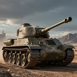 A WWII Tiger tank, movie still from the pixar movie 'Cars'