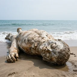 a giant human washed up on shore