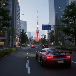 screenshot of forza horizon set in tokyo japan, urban, uhd, dlss, rtx, unreal engine