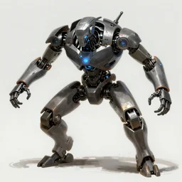 concept art of killer robot in dynamic pose by jama jurabaev, trending on artstation, high quality, brush stroke, for aaa game