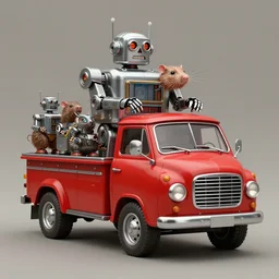 adventurer ( ( ( ( ( 1 9 5 0 s retro future robot android fat rat truck. muted colors. ) ) ) ) ) by jean baptiste monge!!!!!!!!!!!!!!!!!!!!!!!!! chrome red