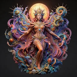 the dream of creation, metaphysical art, fantasy, surrealism, zbrush, unreal engine, vibrant, detailed, by denis peterson and diego koi