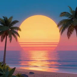 retro wave sunset high poly