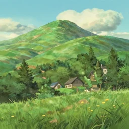beautiful landscapes by studio ghibli, high definition