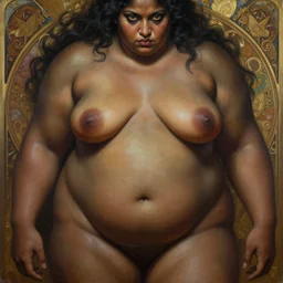 painting of a muscular dark nepali female lower body, big eyes, fat, ultra realistic, concept art, intricate details, eerie, highly detailed, photorealistic, octane render, 8 k, unreal engine. art by artgerm and greg rutkowski and alphonse mucha