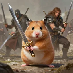 hamster holding a sword preparing for war, art by artgerm and greg rutkowski and magali villeneuve, d & d, fantasy, highly detailed, digital painting, trending on artstation, concept art, sharp focus, illustration