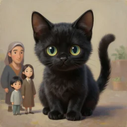 a beautiful painting of a cute black kitten. character design by cory loftis, fenghua zhong, ryohei hase, ismail inceoglu and ruan jia. artstation, volumetric light, detailed, photorealistic, rendered in octane