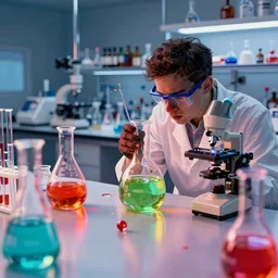 a science experiment gone horribly wrong in a science lab, vibrant colors, 4 k,