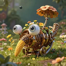 a lovely mechanical cornucopia of flowers, eyes, eyeballs, pupils, iris, highly detailed, octane render, cinematic